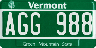 VT license plate AGG988