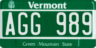 VT license plate AGG989