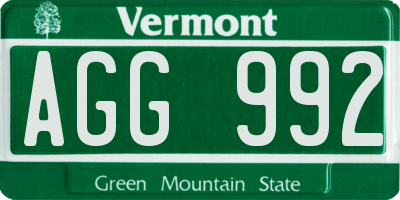 VT license plate AGG992