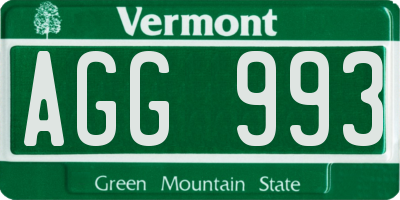VT license plate AGG993