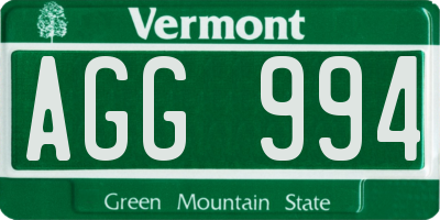 VT license plate AGG994