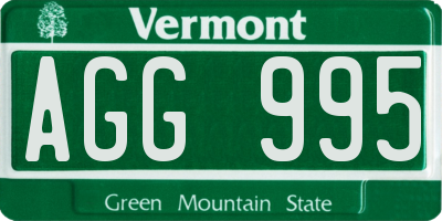 VT license plate AGG995