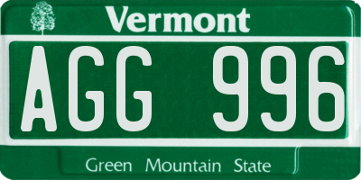 VT license plate AGG996