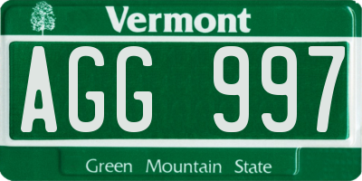 VT license plate AGG997