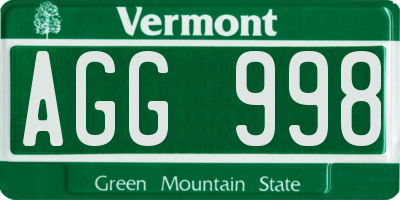 VT license plate AGG998