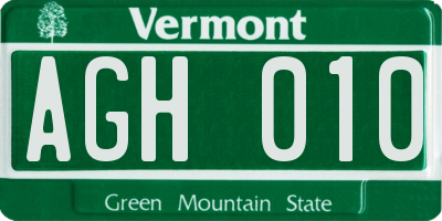 VT license plate AGH010