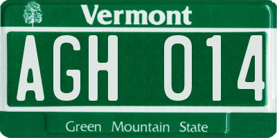 VT license plate AGH014