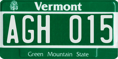VT license plate AGH015