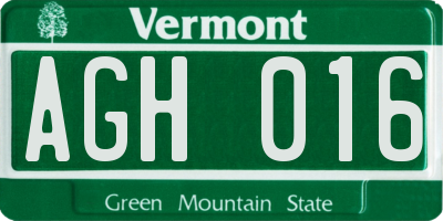 VT license plate AGH016