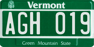 VT license plate AGH019