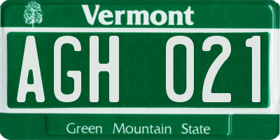 VT license plate AGH021