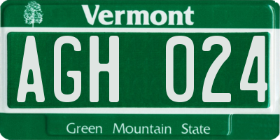 VT license plate AGH024