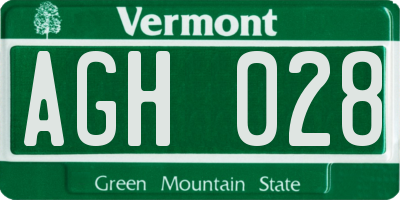 VT license plate AGH028