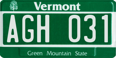 VT license plate AGH031