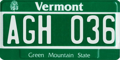 VT license plate AGH036