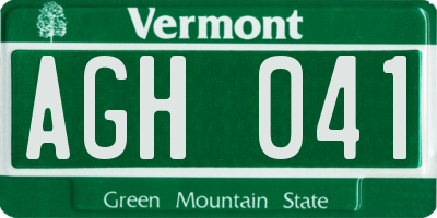 VT license plate AGH041