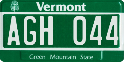 VT license plate AGH044