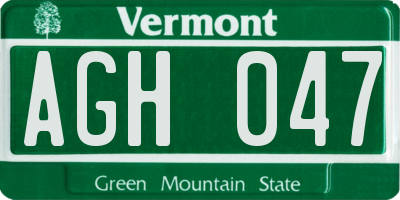 VT license plate AGH047