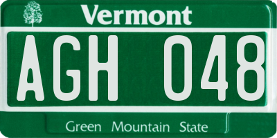 VT license plate AGH048
