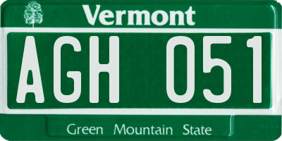 VT license plate AGH051