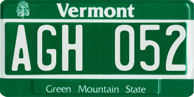 VT license plate AGH052