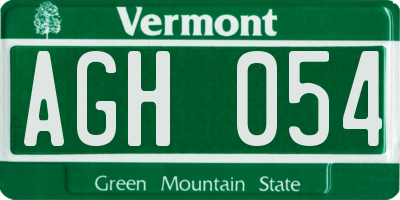 VT license plate AGH054