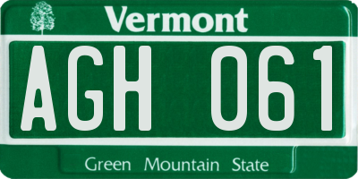 VT license plate AGH061