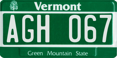 VT license plate AGH067