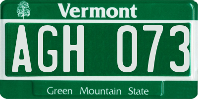 VT license plate AGH073
