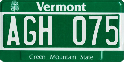 VT license plate AGH075