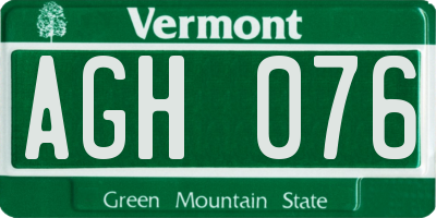 VT license plate AGH076