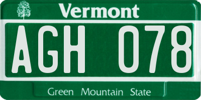 VT license plate AGH078