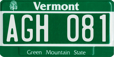 VT license plate AGH081