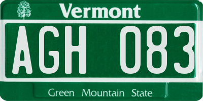 VT license plate AGH083