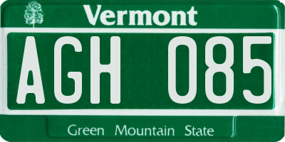 VT license plate AGH085