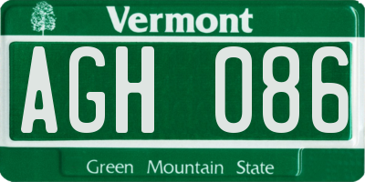 VT license plate AGH086