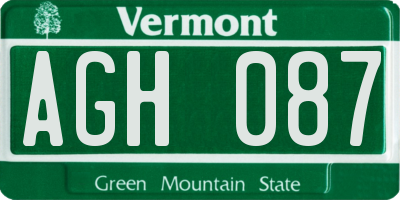 VT license plate AGH087