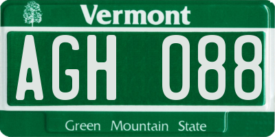 VT license plate AGH088