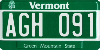 VT license plate AGH091