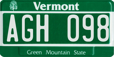 VT license plate AGH098