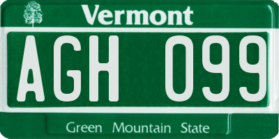 VT license plate AGH099