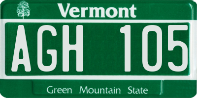 VT license plate AGH105