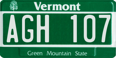 VT license plate AGH107