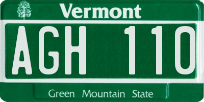 VT license plate AGH110