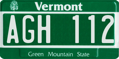 VT license plate AGH112