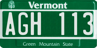 VT license plate AGH113