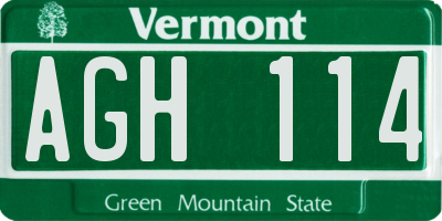 VT license plate AGH114