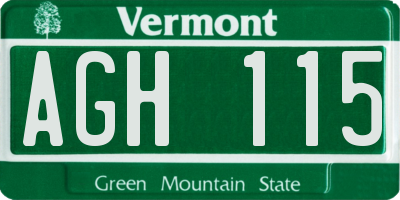 VT license plate AGH115