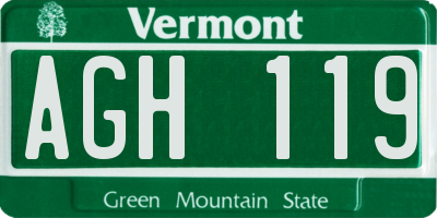 VT license plate AGH119