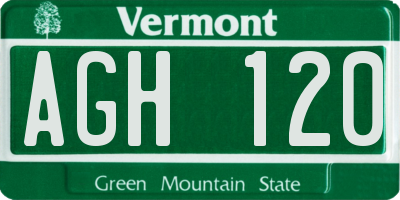 VT license plate AGH120